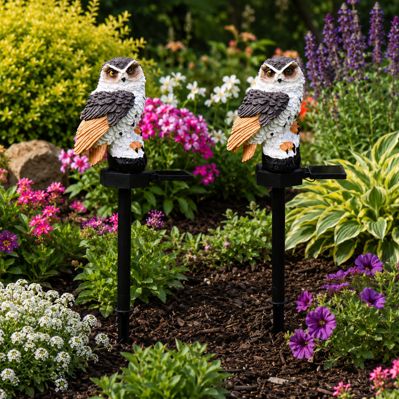 Arlmont & Co. Kashina Solar Powered Owl Garden Decorations